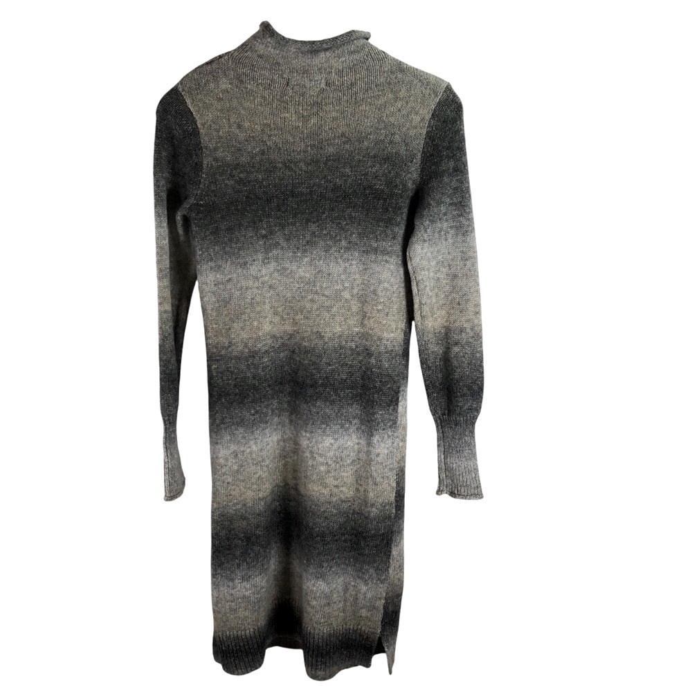 Cynthia Rowley Sweater Dress S Gray Ombre Wool Blend Midi Mock Neck Office Cozy - Picture 8 of 14